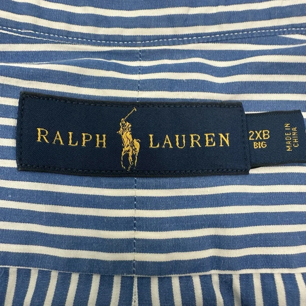 Lot of 3 Polo Ralph Lauren Button Down Dress Shirt Men 2XB Big Blue Plaid Stripe